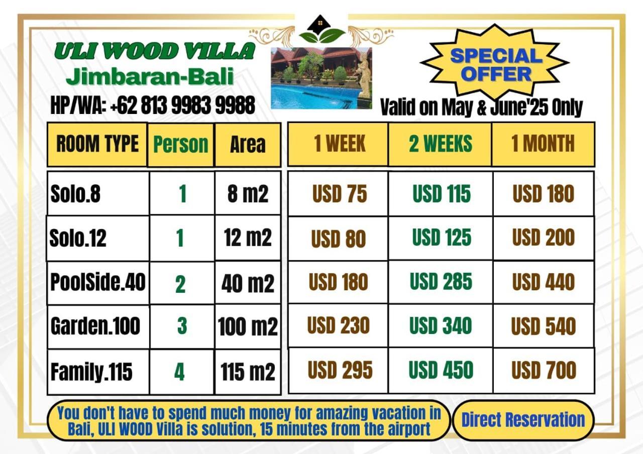 Uli Wood Villa, Jimbaran Bali - Near Gwk Εξωτερικό φωτογραφία